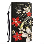 Xiaomi Redmi 8 Tasche Bunte Blumen mit Riemen