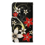 Xiaomi Redmi 8 Tasche Bunte Blumen mit Riemen