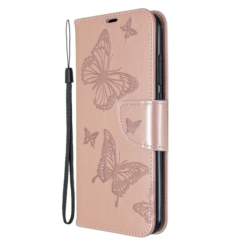 Xiaomi Redmi Note 8T Tasche Bedruckte Schmetterlinge mit Riemen