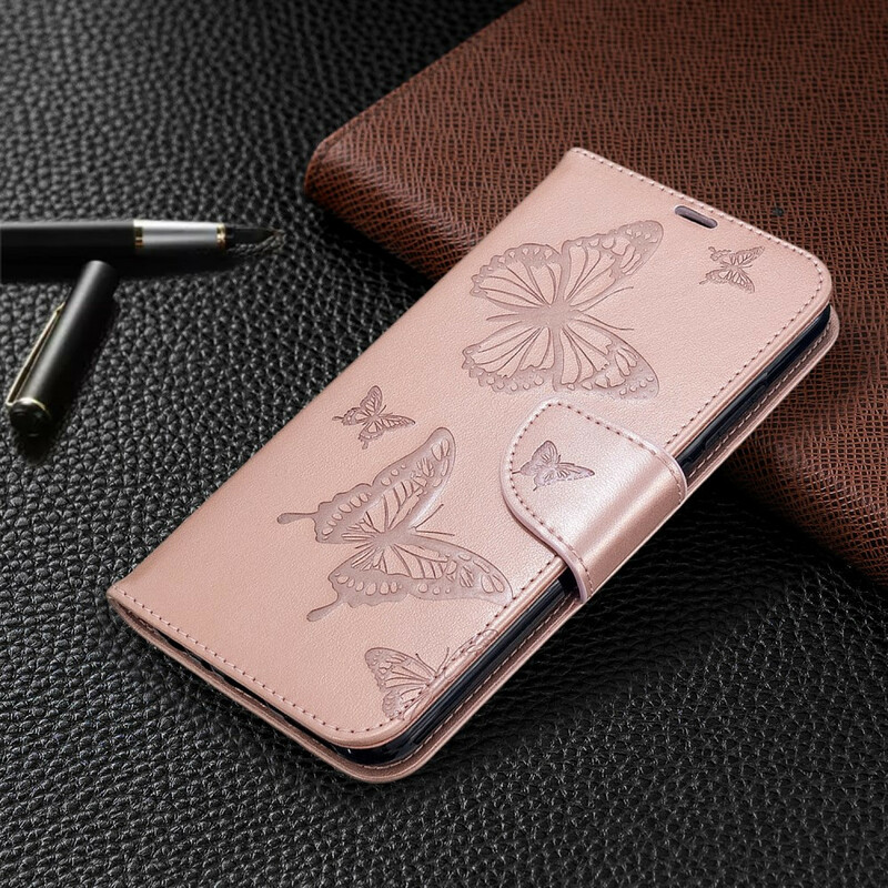 Xiaomi Redmi Note 8T Tasche Bedruckte Schmetterlinge mit Riemen