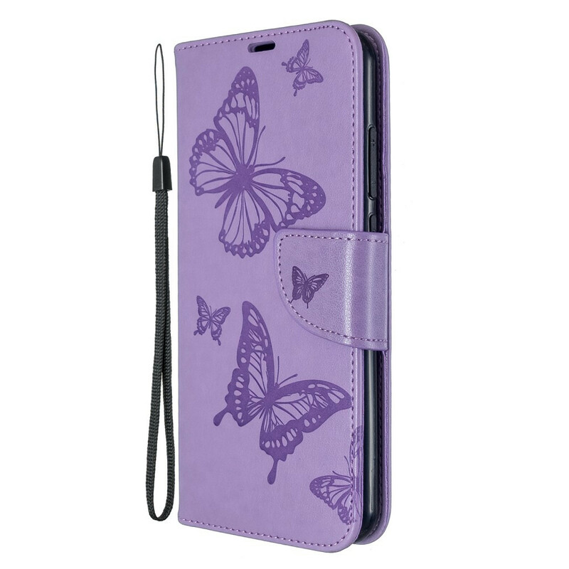 Xiaomi Redmi Note 8T Tasche Bedruckte Schmetterlinge mit Riemen