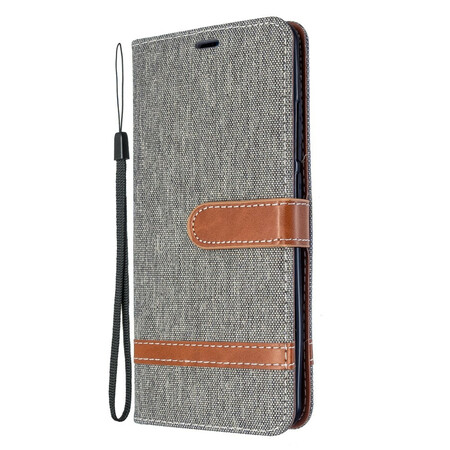 Xiaomi Mi Note 10 Stoff und Lederoptik Tasche mit Riemen