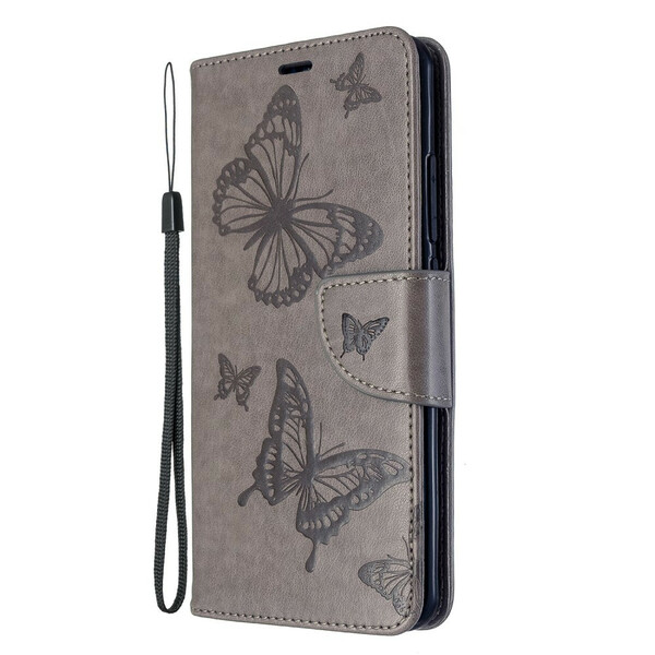 Xiaomi Mi Note 10 / Note 10 Pro Tasche Gedruckte Schmetterlinge mit Riemen
