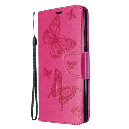 Xiaomi Mi Note 10 Tasche Bedruckte Schmetterlinge mit Riemen