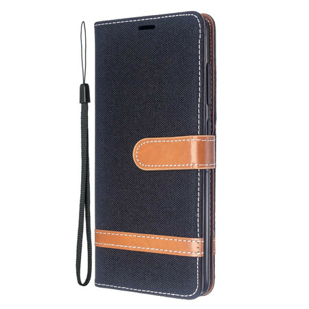 Samsung Galaxy A51 Stoff und Lederoptik Tasche mit Riemen
