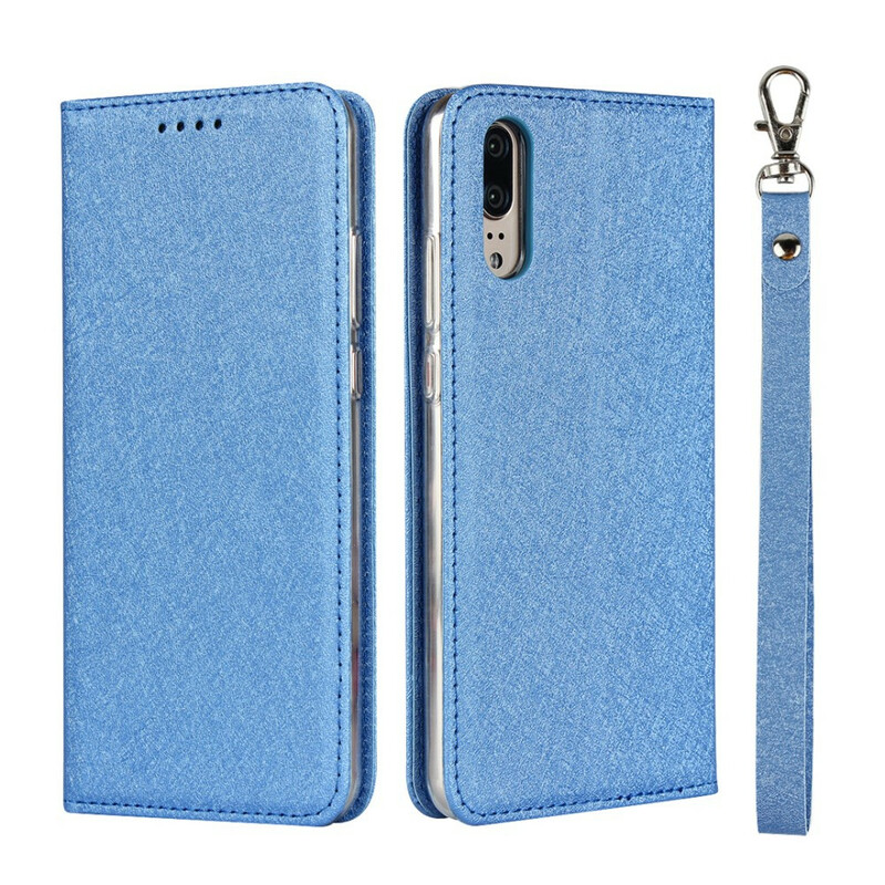 Flip Cover Huawei P20 Style Weiches Leder mit Riemen