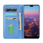 Flip Cover Huawei P20 Style Weiches Leder mit Riemen