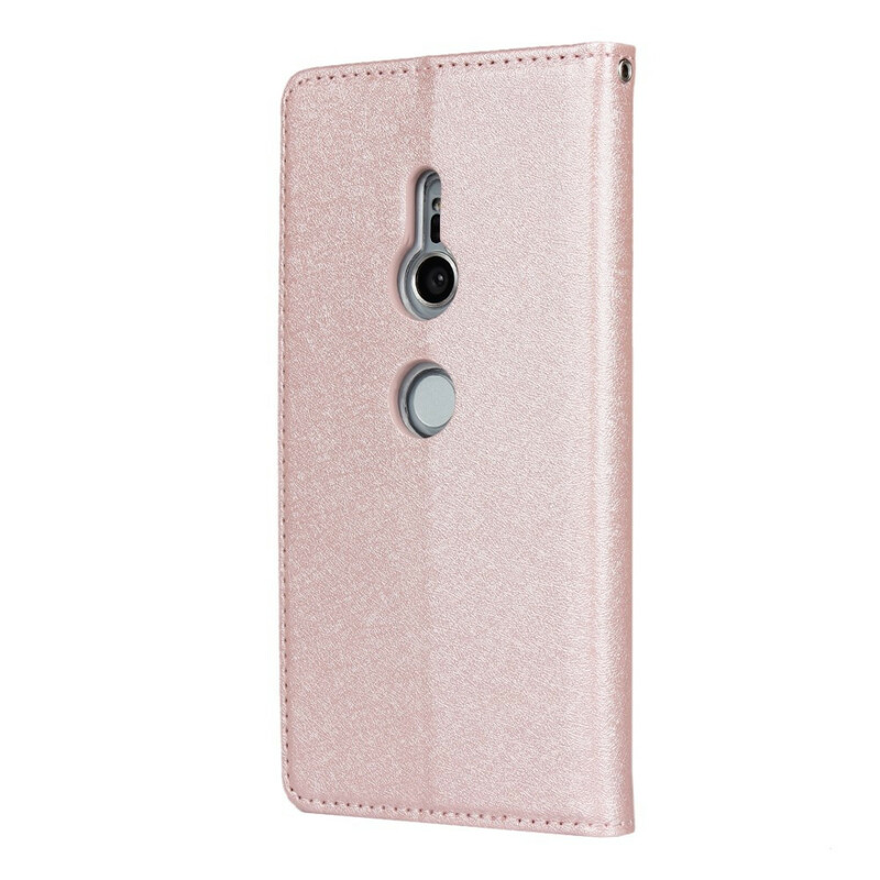 Flip Cover Sony Xperia XZ2 Style Weiches Leder mit Lanyard