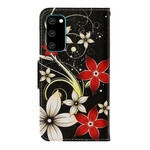 Samsung Galaxy S20 Hülle Bunte Blumen mit Riemen