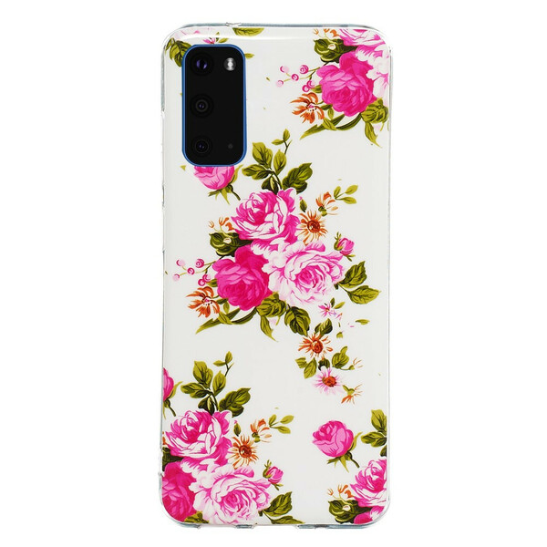 Samsung Galaxy S20 Cover Blumen Liberty Fluoreszierend