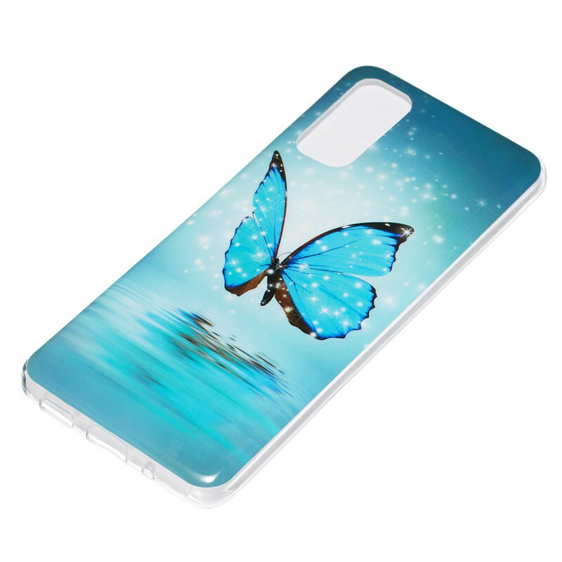 Samsung Galaxy S20 Schmetterling Cover Blau Fluoreszierend