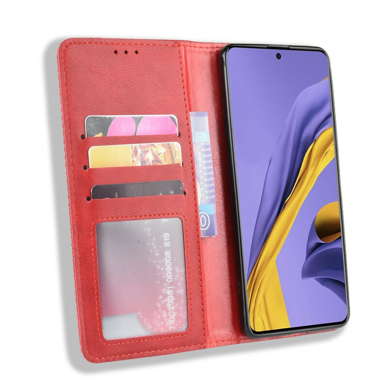 Flip Cover Samsung Galaxy A71 Vintage-Leder-Effekt Stilisiert