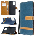 Samsung Galaxy S20 Plus Tasche Stoff und Lederoptik mit Riemen