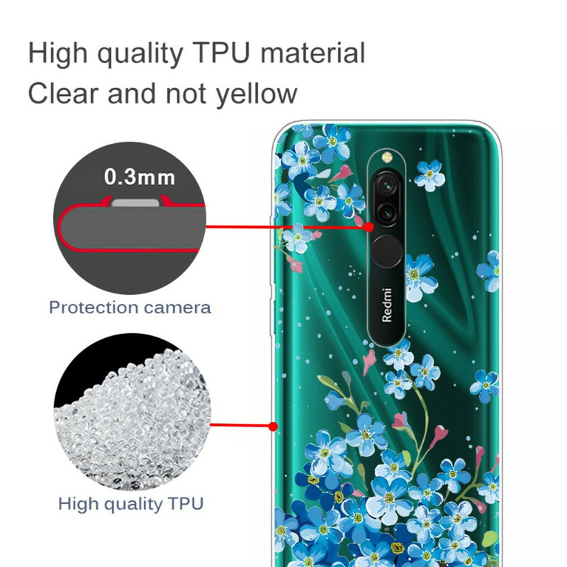Xiaomi Redmi 8 Cover Blauer Blumenstrauß