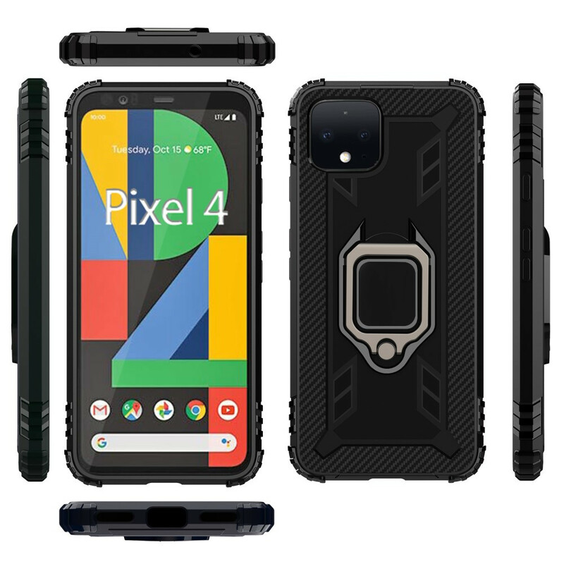 Google Pixel 4 Ring und Kohlefaser Cover