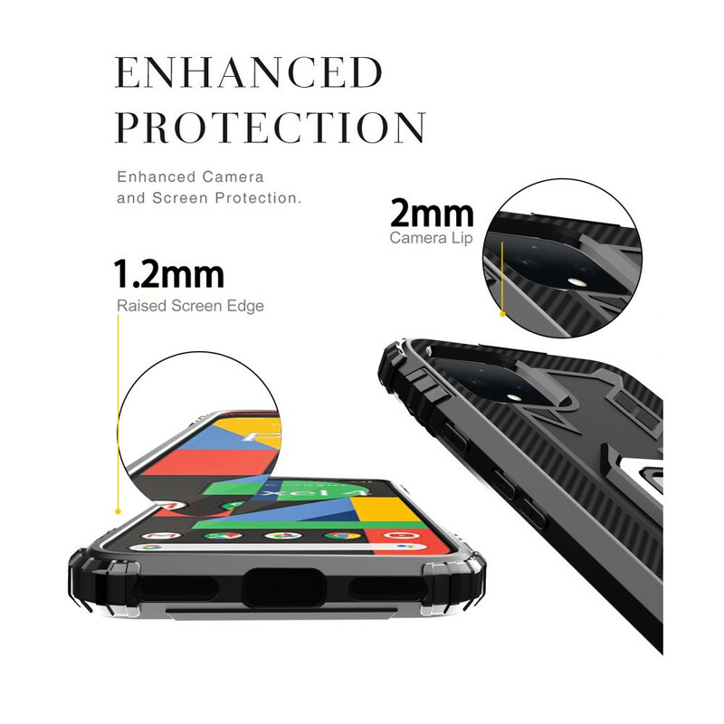 Google Pixel 4 Ring und Kohlefaser Cover