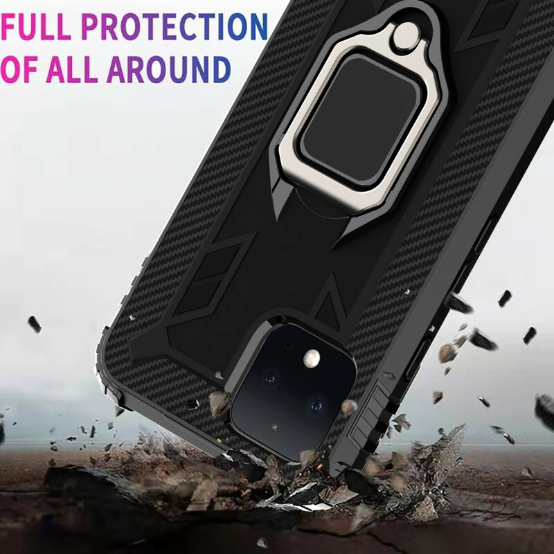 Google Pixel 4 Ring und Kohlefaser Cover