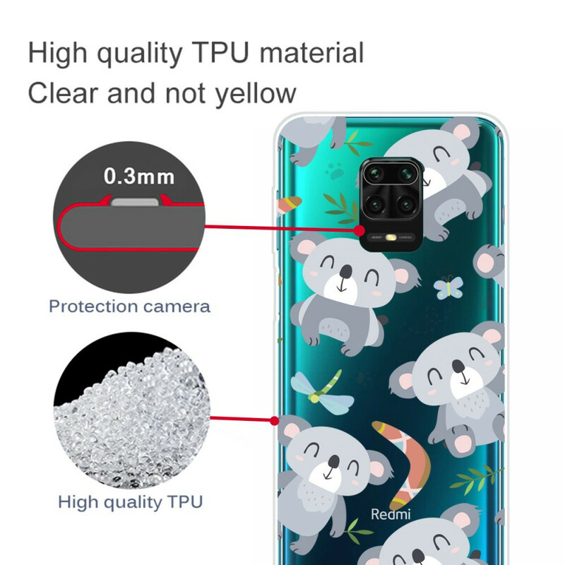 Xiaomi Redmi Note 9S / Redmi Note 9 Pro Cover Kleine Pandas Grau