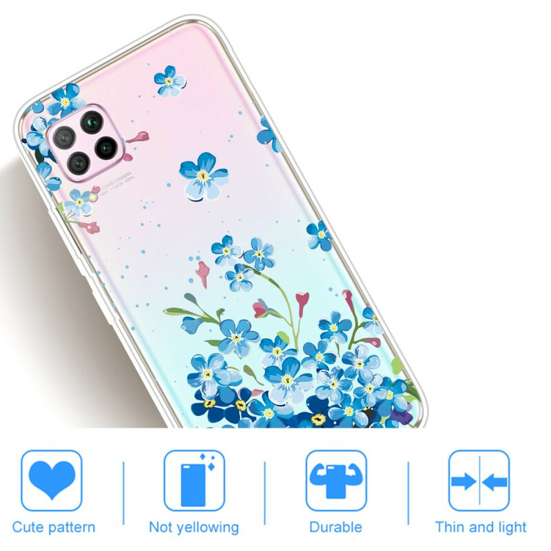 Huawei P40 Lite Cover Blauer Blumenstrauß