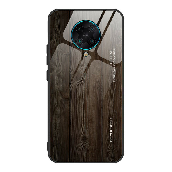 Hülle Xiaomi Poco F2 Pro Tempered Glass Holz Design