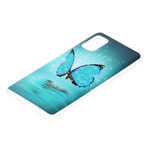 Samsung Galaxy A41 Schmetterling Cover Blau Fluoreszierend