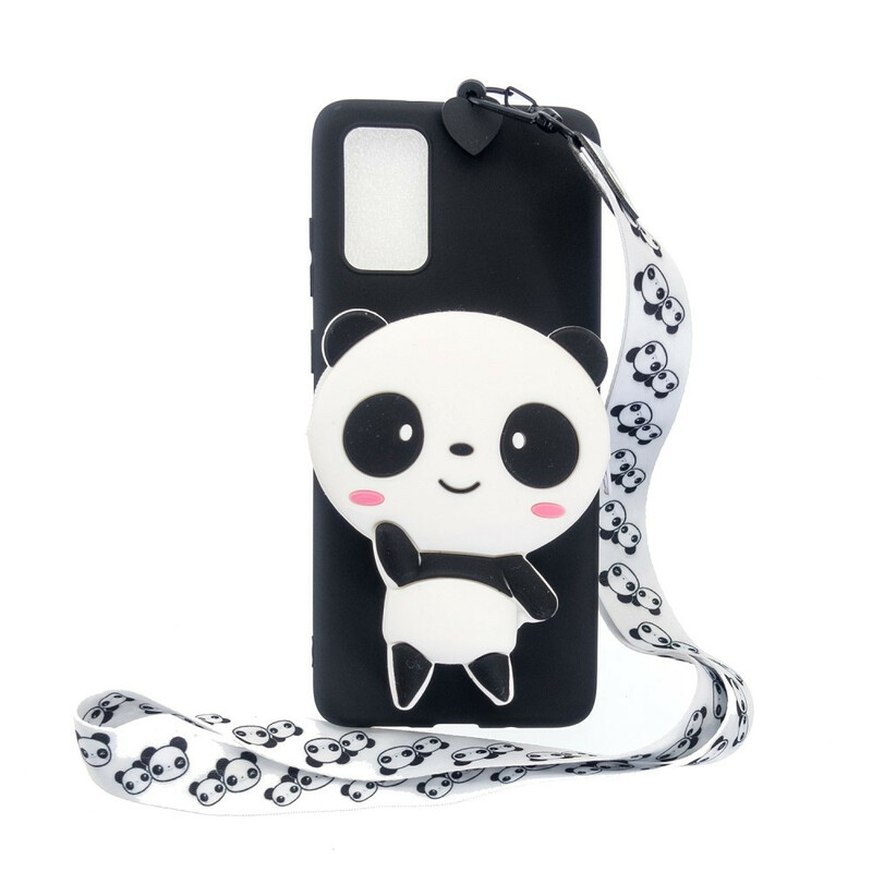 Samsung Galaxy A41 Panda 3D Cover mit Karabinerhaken-Lanyard