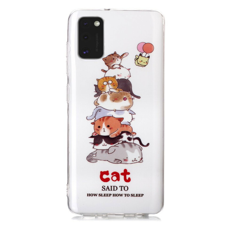 Samsung Galaxy A41 Cats Cover Fluoreszierend