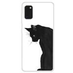 Samsung Galaxy A41 Cover Schwarze Katze Nachdenklich