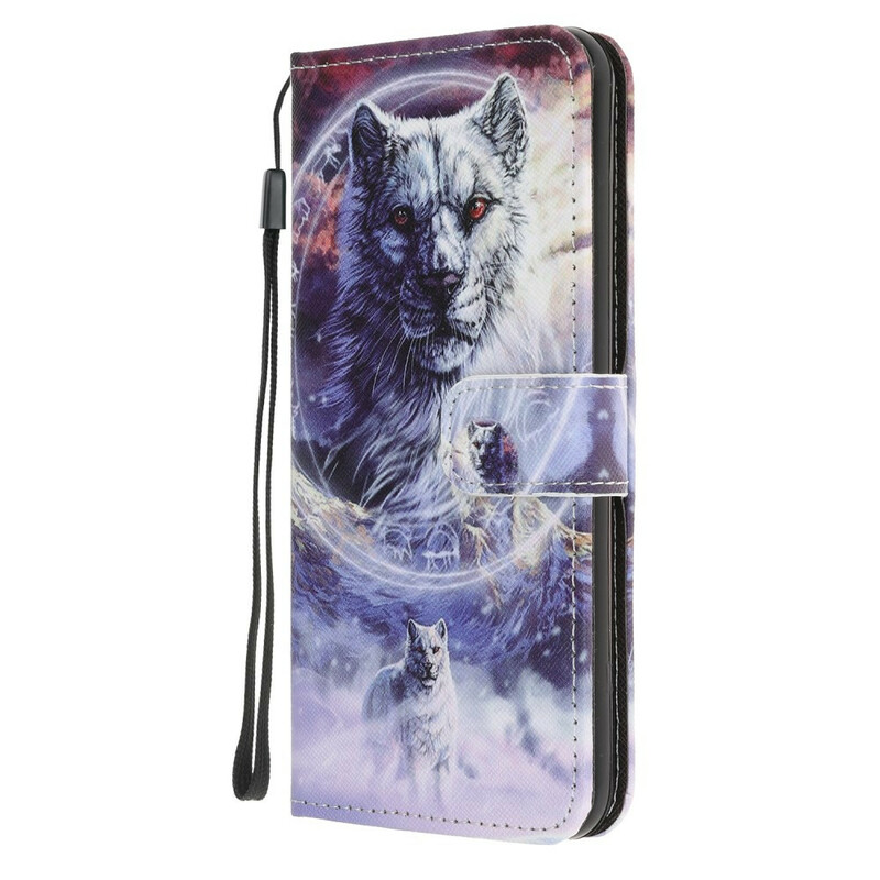 Huawei P Smart 2020 Winter Wolf Hülle mit Lanyard