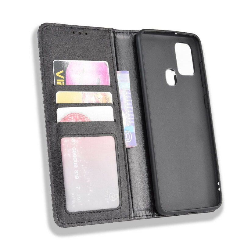 Flip Cover Samsung Galaxy A21s Vintage-Leder-Effekt Stilisiert