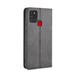 Flip Cover Samsung Galaxy A21s Vintage-Leder-Effekt Stilisiert