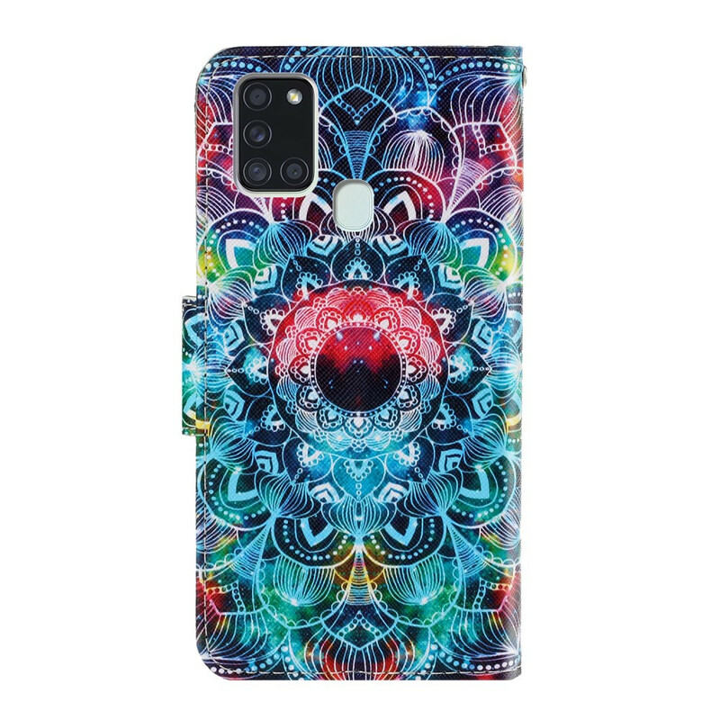 Samsung Galaxy A21s Tasche Flashy Mandala mit Riemen