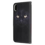 iPhone XR Katzenaugen Tasche Schwarz mit Riemen