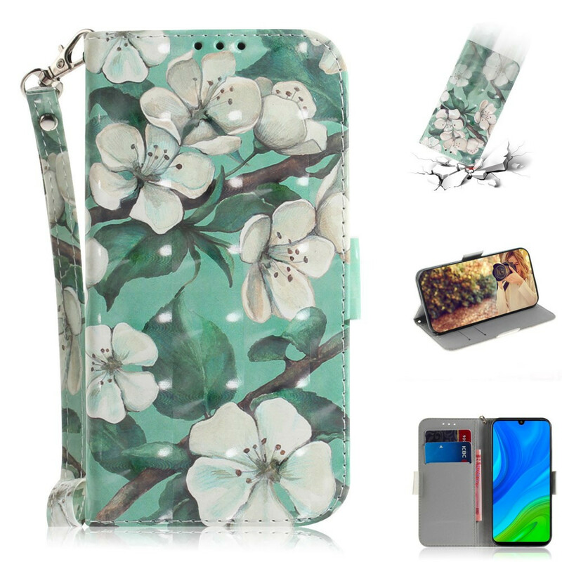 Huawei P Smart 2020 Blumenzweig Tasche mit Riemen