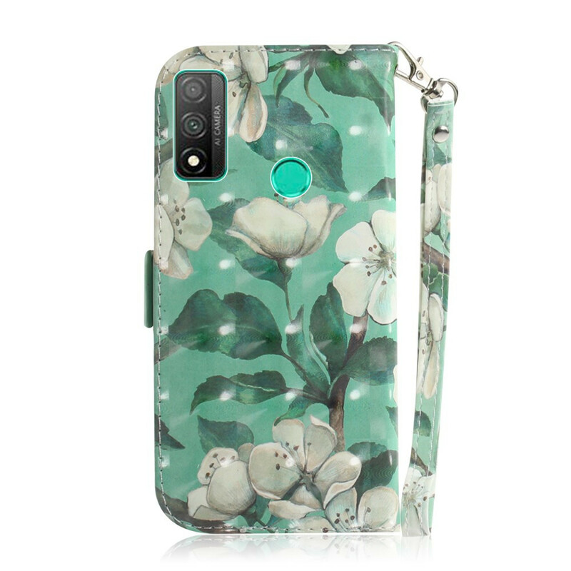 Huawei P Smart 2020 Tasche Blumen-Branch mit Riemen