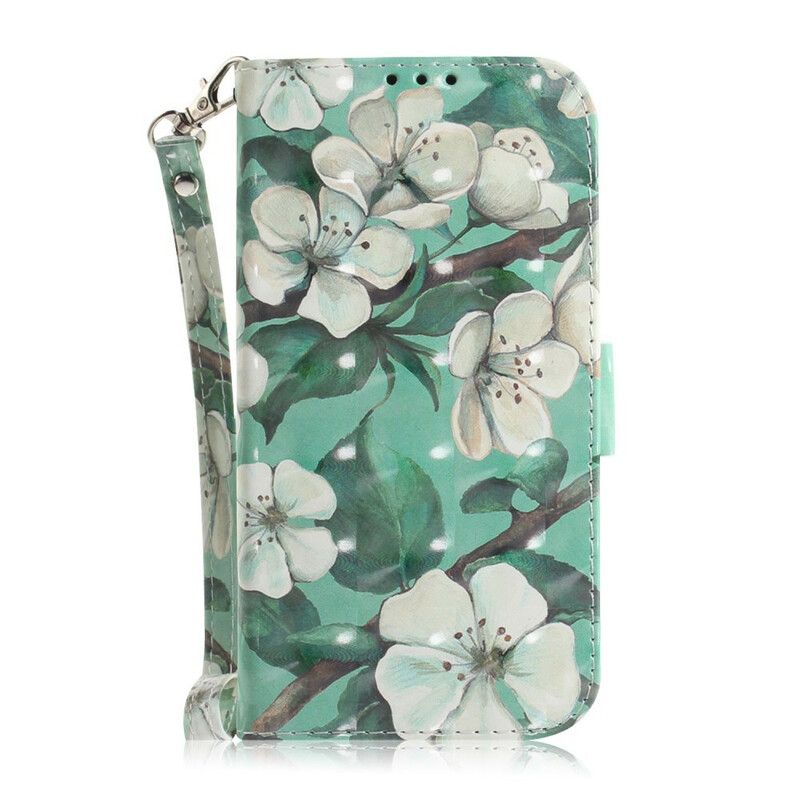 Samsung Galaxy A21s Tasche Blumenbaum mit Riemen