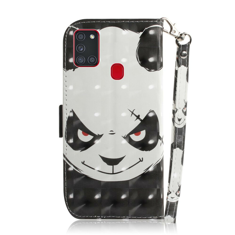 Samsung Galaxy A21s Angry Panda Tasche mit Riemen