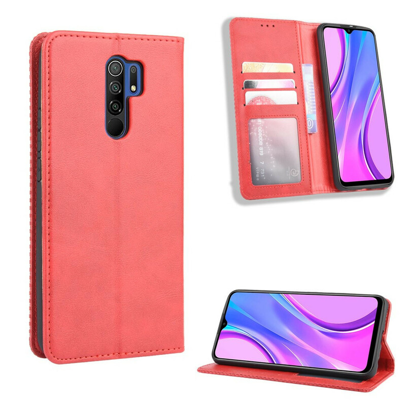 Flip Cover Xiaomi Redmi 9 Vintage-Leder-Effekt Stilisiert