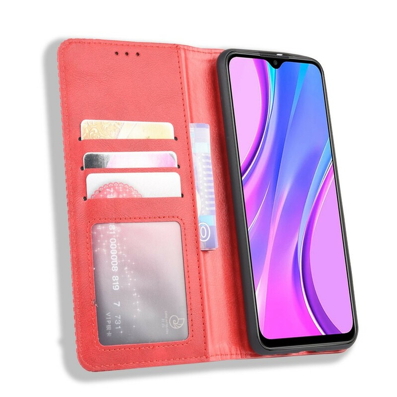 Flip Cover Xiaomi Redmi 9 Vintage-Leder-Effekt Stilisiert