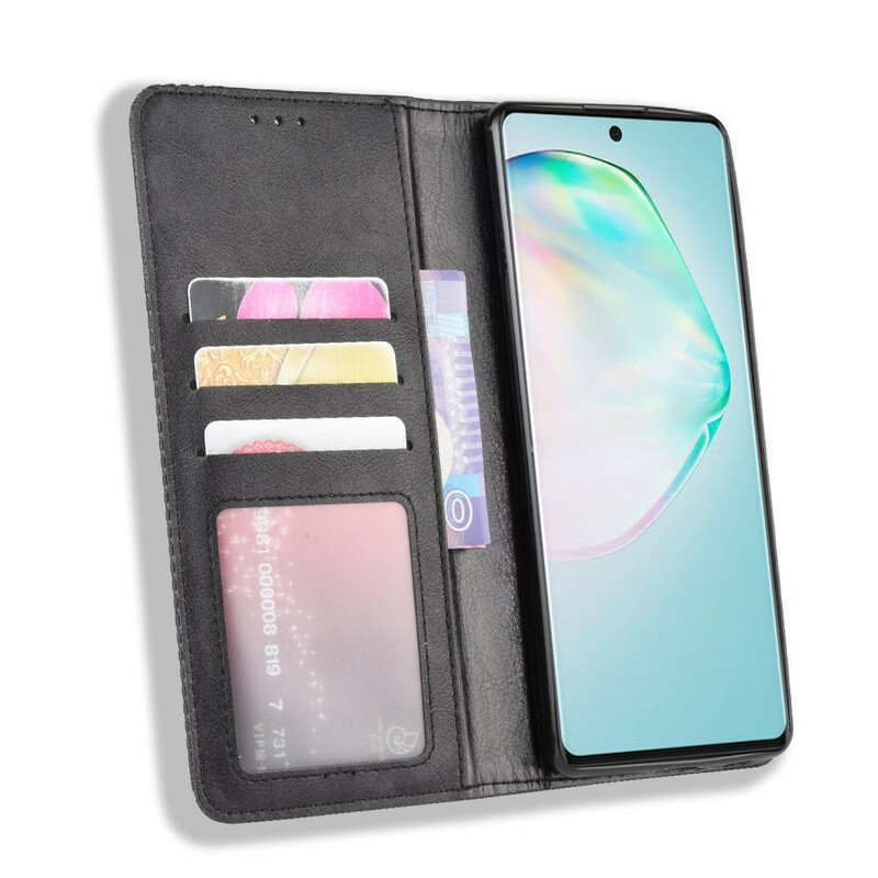 Flip Cover Samsung Galaxy S10 Lite Vintage-Leder-Effekt Stilisiert