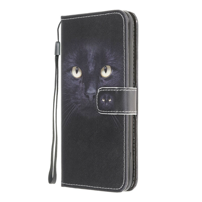 Xaiomi Redmi 9 Katzenaugen Tasche Schwarz mit Riemen