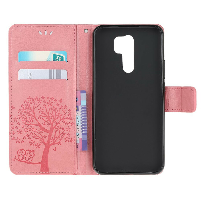 Xiaomi Redmi 9 Hülle Baum und Eulen mit Riemen