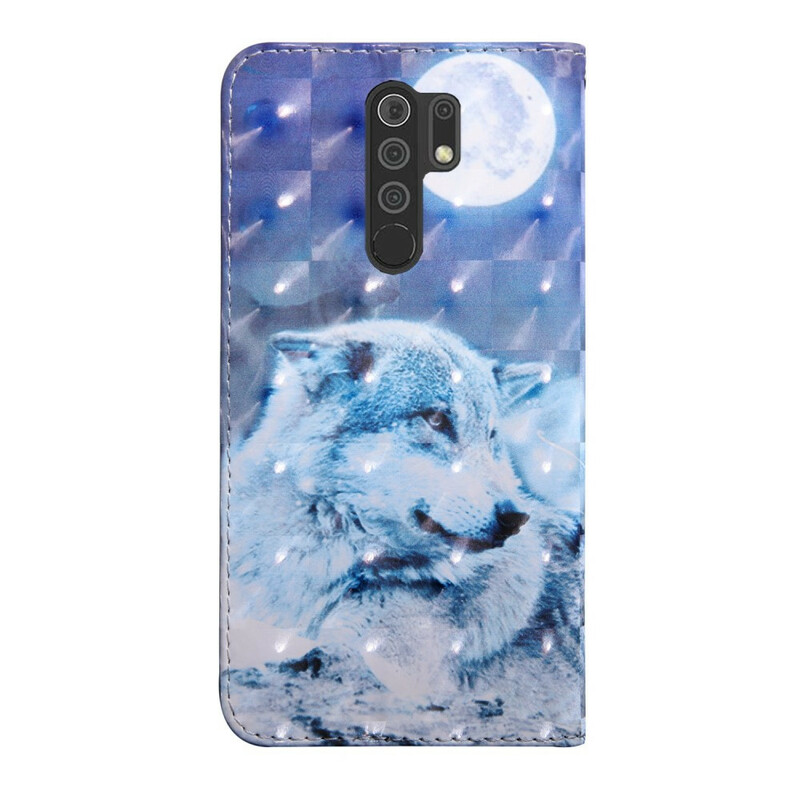 Xiaomi Redmi 9 Wolf im Mondlicht Tasche