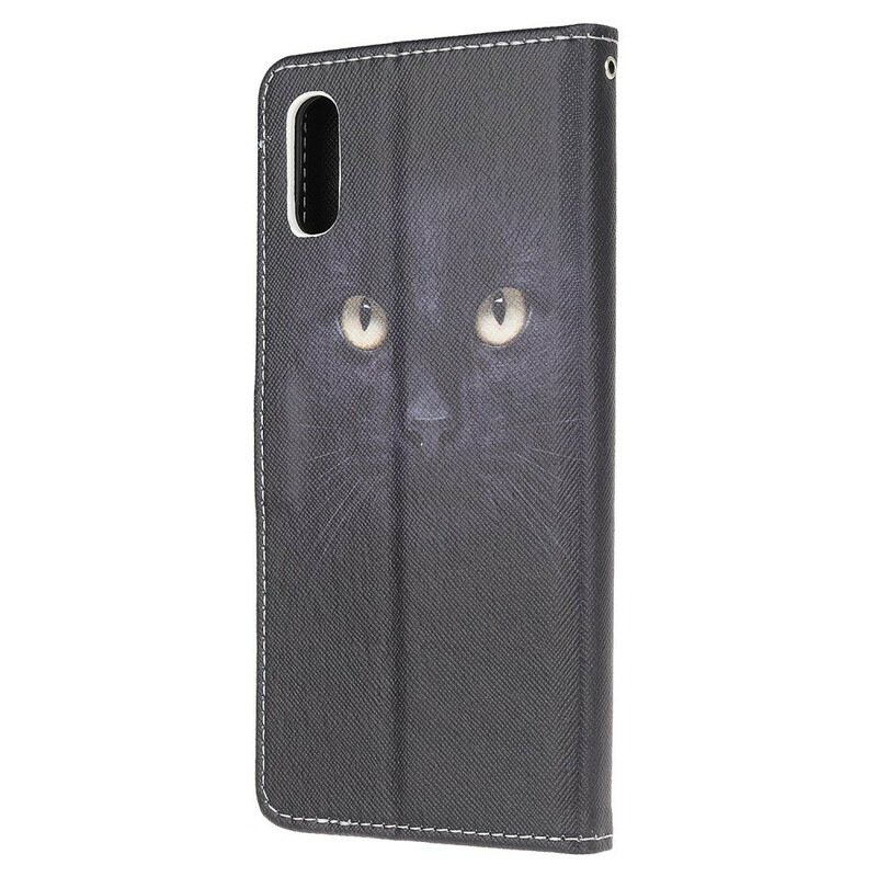 Xaiomi Redmi 9A Katzenaugen Tasche Schwarz mit Riemen