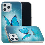 iPhone 12 Pro Max Schmetterling Cover Blau Fluoreszierend