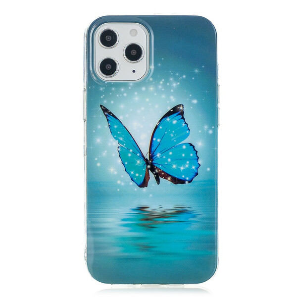 iPhone 12 Pro Max Schmetterling Cover Blau Fluoreszierend