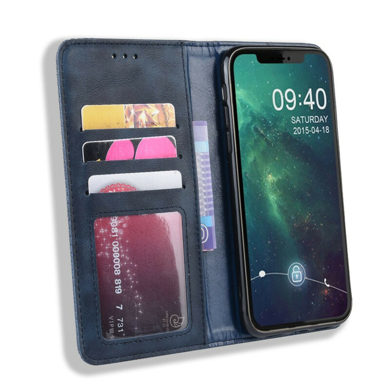 Flip Cover iPhone 12 Pro Max Vintage-Leder-Effekt Stilisiert