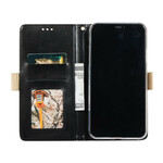 Hülle iPhone 12 Max / 12 Pro Lace Geldbörse mit Riemen