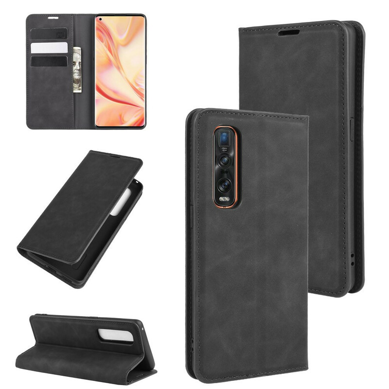 Flip Cover Oppo Find X2 Pro Weiche Lederoptik