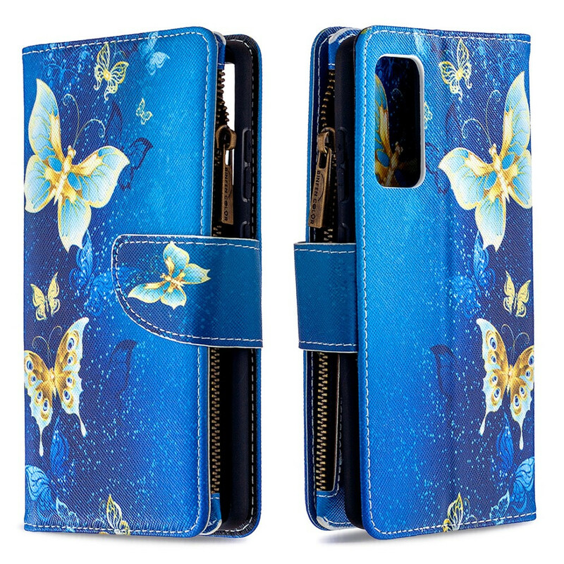Samsung Galaxy S20 FE Tasche mit Reißverschluss Schmetterlinge